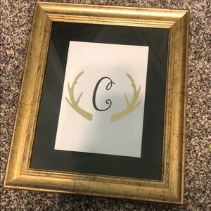 Gold Framed C with Antlers